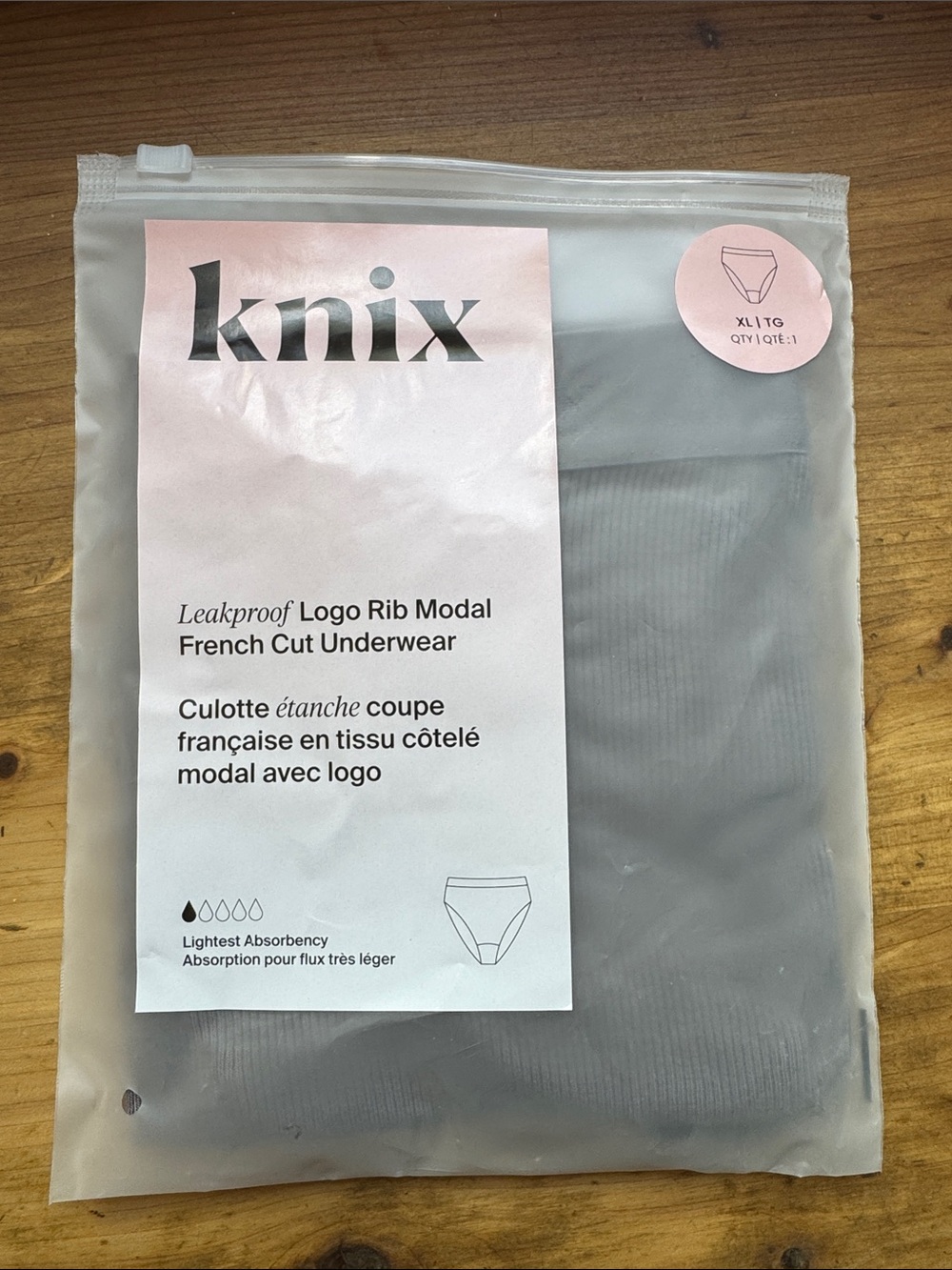 knix Leakproof Rib Modal French Cut Underwear - Light Gray